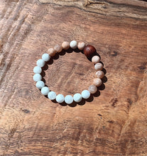 Load image into Gallery viewer, "Easing Moon with Hawaiian Koa" - Moonstone and Peach Moonstone Stone Bracelet with a Handmade Hawaiian Koa Bead