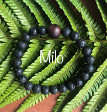 Load image into Gallery viewer, "Spurring with a Hawaiian Wood Bead" - Lava Stone Stone Bracelet with Hawaiian Wood Bead