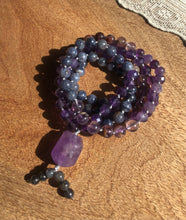 Load image into Gallery viewer, "Healing Guide" - Faceted Amethyst, Iolite, and Phantom Super 7 Handmade 108 Stone Japa Mala
