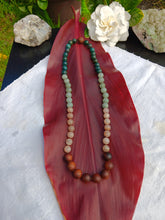 Load image into Gallery viewer, “Hawaiian Island Necklace” Koa, Peach Moonstone, Labradorite, and Moss Agate.