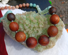 Load image into Gallery viewer, “Hawaiian Island Necklace” - Koa, Amazonite, and Peach Moonstone.