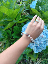 Load image into Gallery viewer, "Easing Moon with Hawaiian Koa"- Peach Moonstone and Moonstone Bracelet with Hawaiian Koa Beads