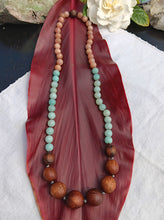 Load image into Gallery viewer, “Hawaiian Island Necklace” - Koa, Amazonite, and Peach Moonstone.