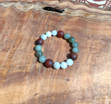 Load image into Gallery viewer, "Awakening Moon with Hawaiian Koa"- Labradorite and Moonstone Bracelet with Hawaiian Koa Beads