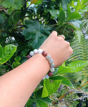 Load image into Gallery viewer, "Awakening Moon with Hawaiian Koa"- Labradorite and Moonstone Bracelet with Hawaiian Koa Beads