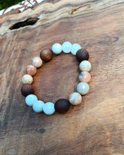Load image into Gallery viewer, "Easing Moon with Hawaiian Koa"- Peach Moonstone and Moonstone Bracelet with Hawaiian Koa Beads