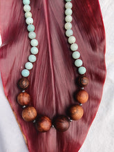 Load image into Gallery viewer, “Hawaiian Island Necklace” - Koa, Amazonite, and Peach Moonstone.