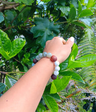Load image into Gallery viewer, "Awakening Moon with Hawaiian Koa"- Labradorite and Moonstone Bracelet with Hawaiian Koa Beads