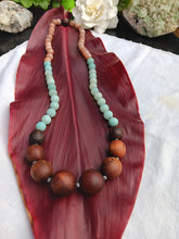 Load image into Gallery viewer, “Hawaiian Island Necklace” - Koa, Amazonite, and Peach Moonstone.