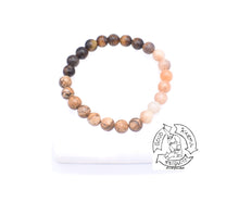 Load image into Gallery viewer, "Easing Harmony” - Peach Moonstone, Picture Jasper, and Tiger Eye Stone Bracelet