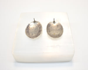 Vintage Sterling Silver Concho Southwest Earrings back