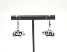 Load image into Gallery viewer, Vintage Southwest Bear Sterling Silver Earrings with Wave Overlay