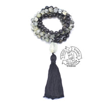 Load image into Gallery viewer, Handmade Stone Mala made with Prehnite and Golden Obsidian.