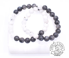 Load image into Gallery viewer, "Grounding Moon" - Moonstone and Larvikite Handmade Stone Bracelet