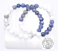 Load image into Gallery viewer, "Calming Balance" Howlite and Sodalite Handmade Stone Bracelet.