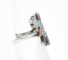 Load image into Gallery viewer, Kachina Doll Vintage Sterling Silver Southwest Inlay Ring - Size 5.5
