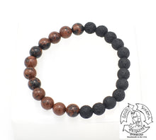 Load image into Gallery viewer, Lava Stone and Mahogany Obsidian Bracelet