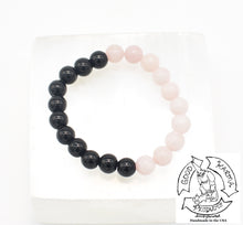 Load image into Gallery viewer, "Shielding Love" - Onyx and Rose Quartz Stone Bracelet
