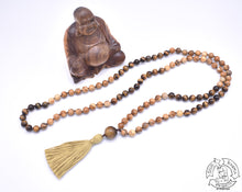 Load image into Gallery viewer, 108 Stone Japa Mala made with Tiger Eye and Picture Jasper.