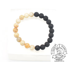 Load image into Gallery viewer, Lava Stone and Peach Moonstone Diffuser Bracelet