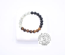 Load image into Gallery viewer, “Guarding Dreams” - Prehnite, Tiger Eye. and Rainbow Obsidian Stone Bracelet