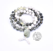 Load image into Gallery viewer, "Healing Moon" - Prehnite, and Moonstone Handmade 108 Stone Mala