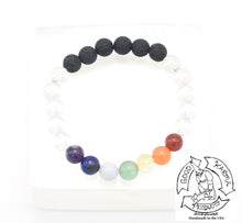 Load image into Gallery viewer, Quartz, Chakra, and Lava Stone Diffuser Bracelet