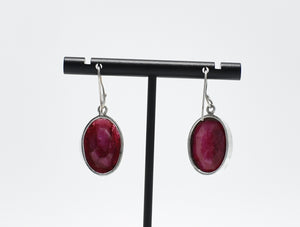 Vintage Large Ruby and Sterling Silver Earrings