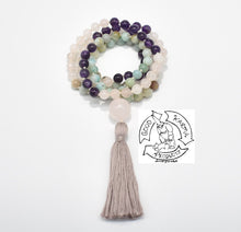 Load image into Gallery viewer, Rose Quartz, Amazonite, and Amethyst Mala