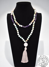 Load image into Gallery viewer, Handmade Mala made of Amethyst, Amazonite, and Rose Quartz