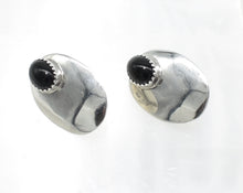 Load image into Gallery viewer, Vintage Southwest Sterling Silver and Onyx Hinged Earrings