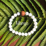 "Nourishing with Hawaiian Wood Bead" - Moonstone Stone Bracelet with Hawaiian Wood Bead