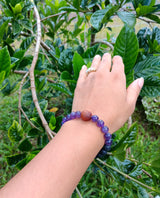 "Healing Diffuser" - Amethyst and Lava Stone Bracelet with Handmade Hawaiian Wood Bead