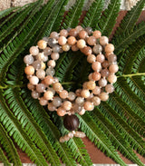"Easing Koa" - Peach Moonstone Handmade 108 Stone Bead Japa Mala