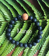 "Spurring with a Hawaiian Wood Bead" - Lava Stone Stone Bracelet with Hawaiian Wood Bead