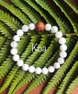 "Nourishing with Hawaiian Wood Bead" - Moonstone Stone Bracelet with Hawaiian Wood Bead