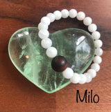 "Nourishing with Hawaiian Wood Bead" - Moonstone Stone Bracelet with Hawaiian Wood Bead