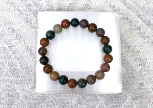 Handmade Natural Stone Bracelet made with Ocean Jasper.