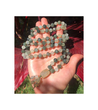 Load image into Gallery viewer, “Dreaming Lights Japa Mala” AAA Faceted and Rondelle Prehnite Handmade 108 Stone Japa Mala
