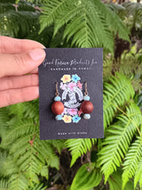 "Handmade Hawaiian Wood and Natural Stone Earrings" - Milo and Larimar