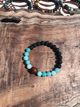 "Soothing Diffuser with Koa" Amazonite and Lava Stone Bracelet with a Handmade Hawaiian Koa Bead.