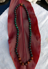 "Hawaiian Island Necklace" - Koa, Lava Stone, and Moss Agate.