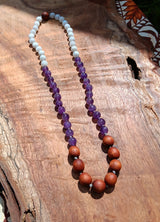 “Hawaiian Island Necklace" - Hawaiian Koa, Amethyst, and Moonstone.