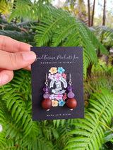 "Handmade Hawaiian Wood and Natural Stone Earrings" - Milo & Amethyst.