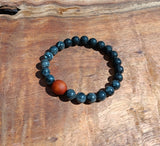 "Grounding Diffuser with Koa"- Larvikite and Lava Stone Bracelet with a Handmade Hawaiian Koa Bead.