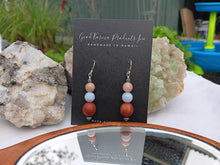 Load image into Gallery viewer, &quot;Handmade Hawaiian Wood and Stone Earrings&quot; - Milo, Blue Lace Agate, and Sunstone.
