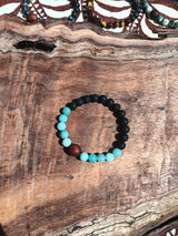 "Soothing Diffuser with Koa" Amazonite and Lava Stone Bracelet with a Handmade Hawaiian Koa Bead.