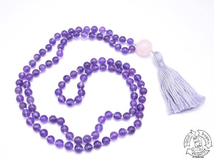 Natural Stone Amethyst Japa Mala