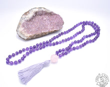 Load image into Gallery viewer, 108 Stone Japa Mala made with Amethyst.
