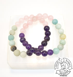 "Soothing Healing Love" - Amazonite, Amethyst, and Rose Quartz Stone Bracelet